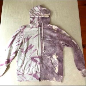 CHNGE Mauve Tie Dye/ Mauve Striped Hoodie.